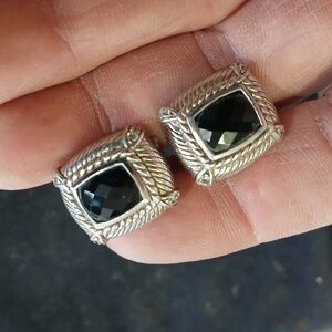 JUDITH RIPKA 925 Silver Earrings Ruby Red Color